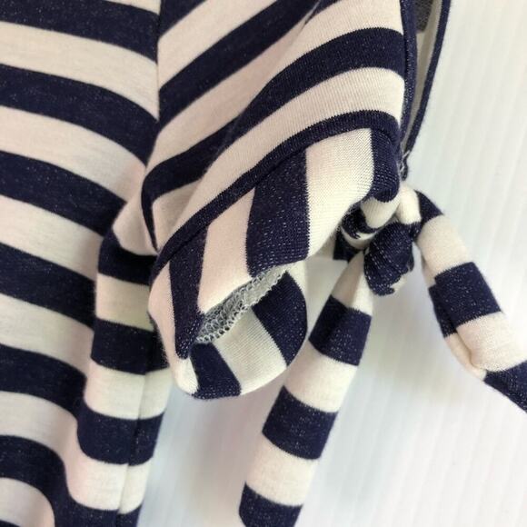 Agnes & Dora striped tee with ties on the sleeves navy and cream size XS t-shirt - Picture 4 of 8